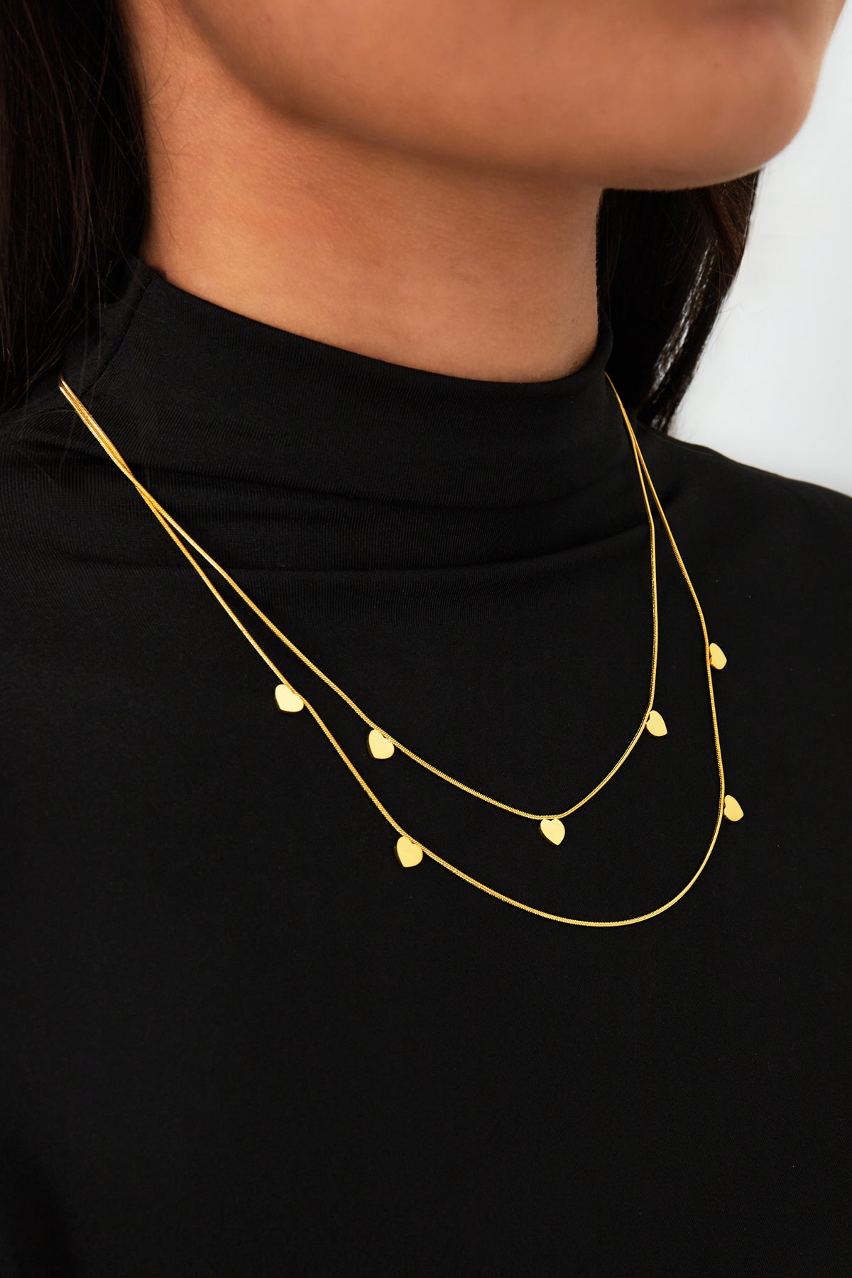Doppelte Herzkette - Goldfarben