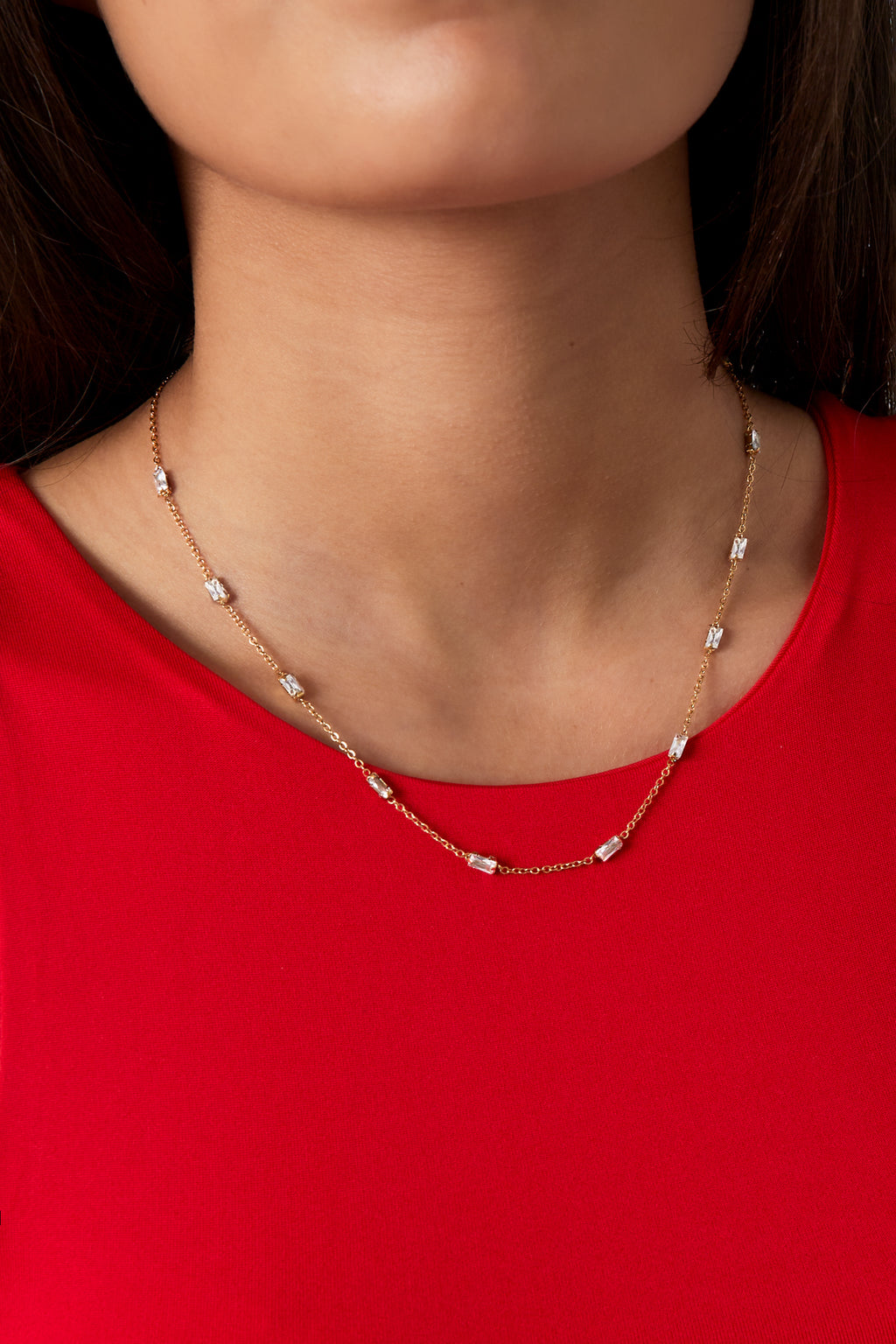 Halskette mit Diamantglanz - Goldfarben