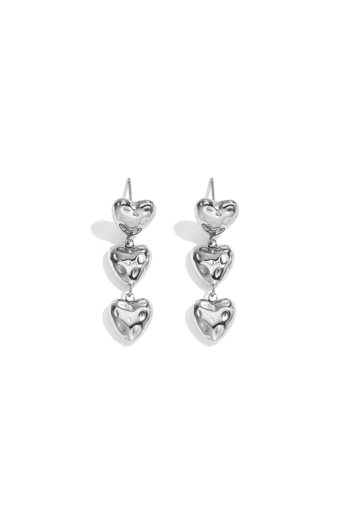 Ohrhänger aus Edelstahl, Herzform, schlichte Alltags-Serie, Damenschmuck