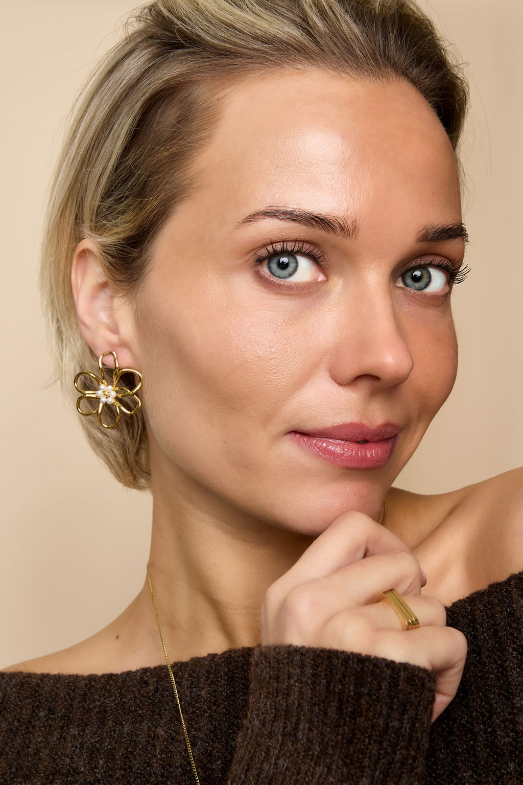 Edelstahl Ohrstecker Blume Casual Daily Simple Serie Damenschmuck