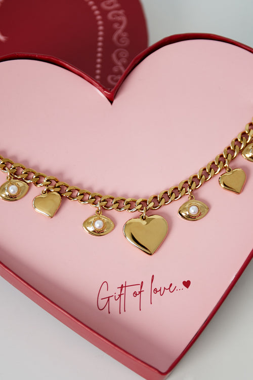 Geschenk der Liebe Halskette mit den Augen auf dich aus Edelstahl – Goldfarben