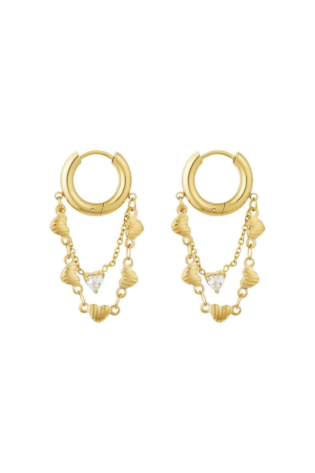 Ohrringe Herzkette - Goldfarben