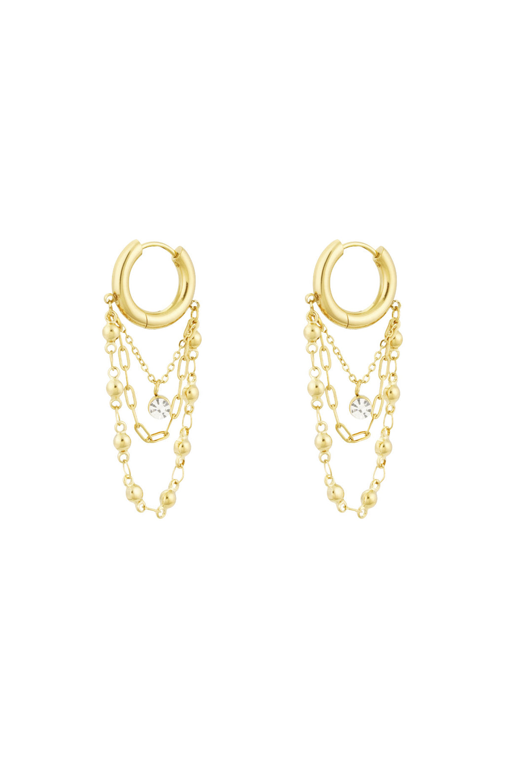 Ohrringe mit Kette - Goldfarben