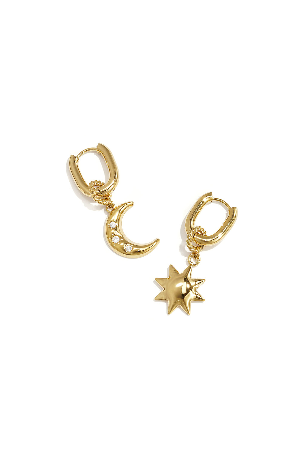 Squoval-Ohrringe mit Mond und Stern