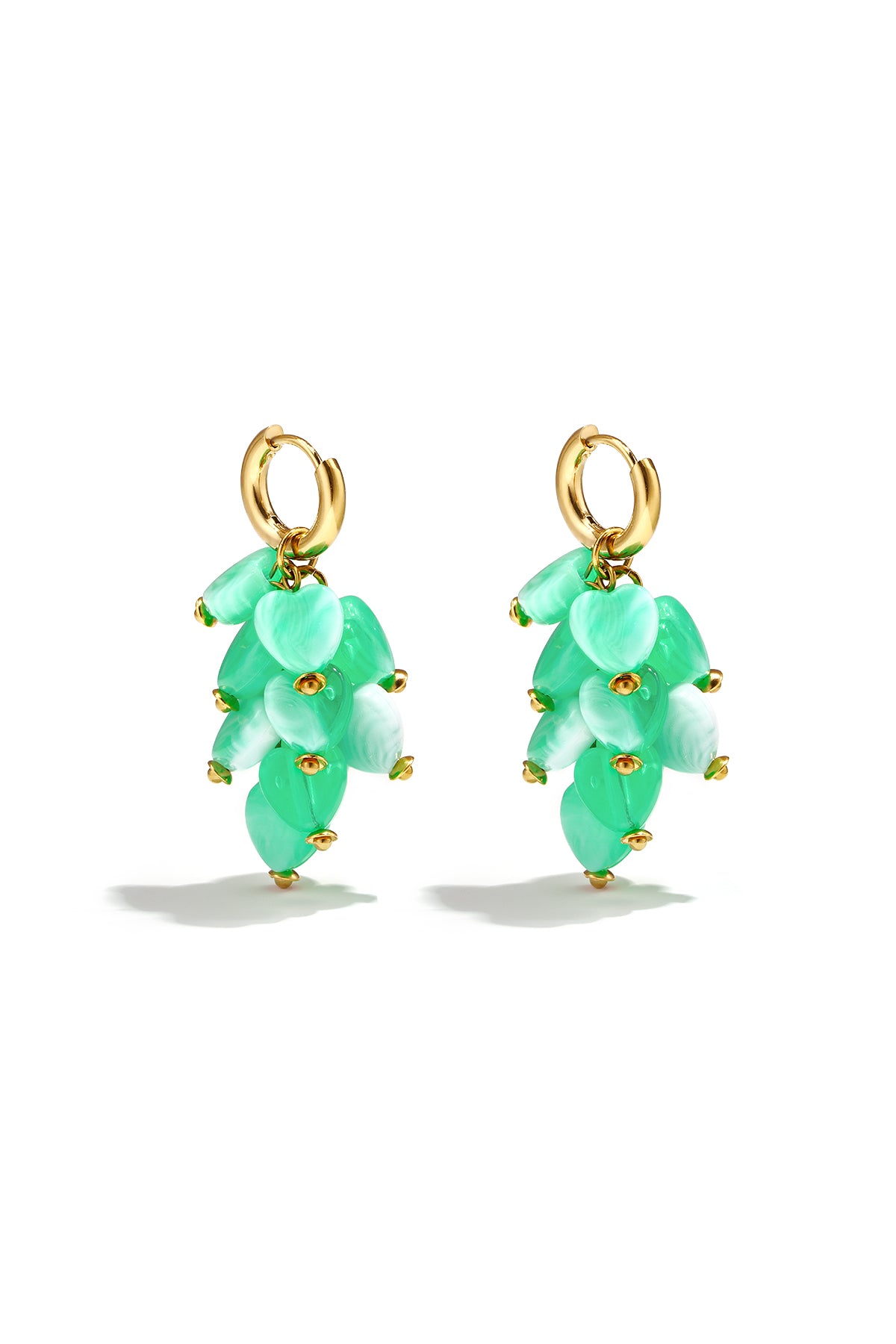 Herzförmige Ohrringe aus Edelstahlperlen, Urlaubs-/Strand-Design, schlichte Serie, Damenschmuck