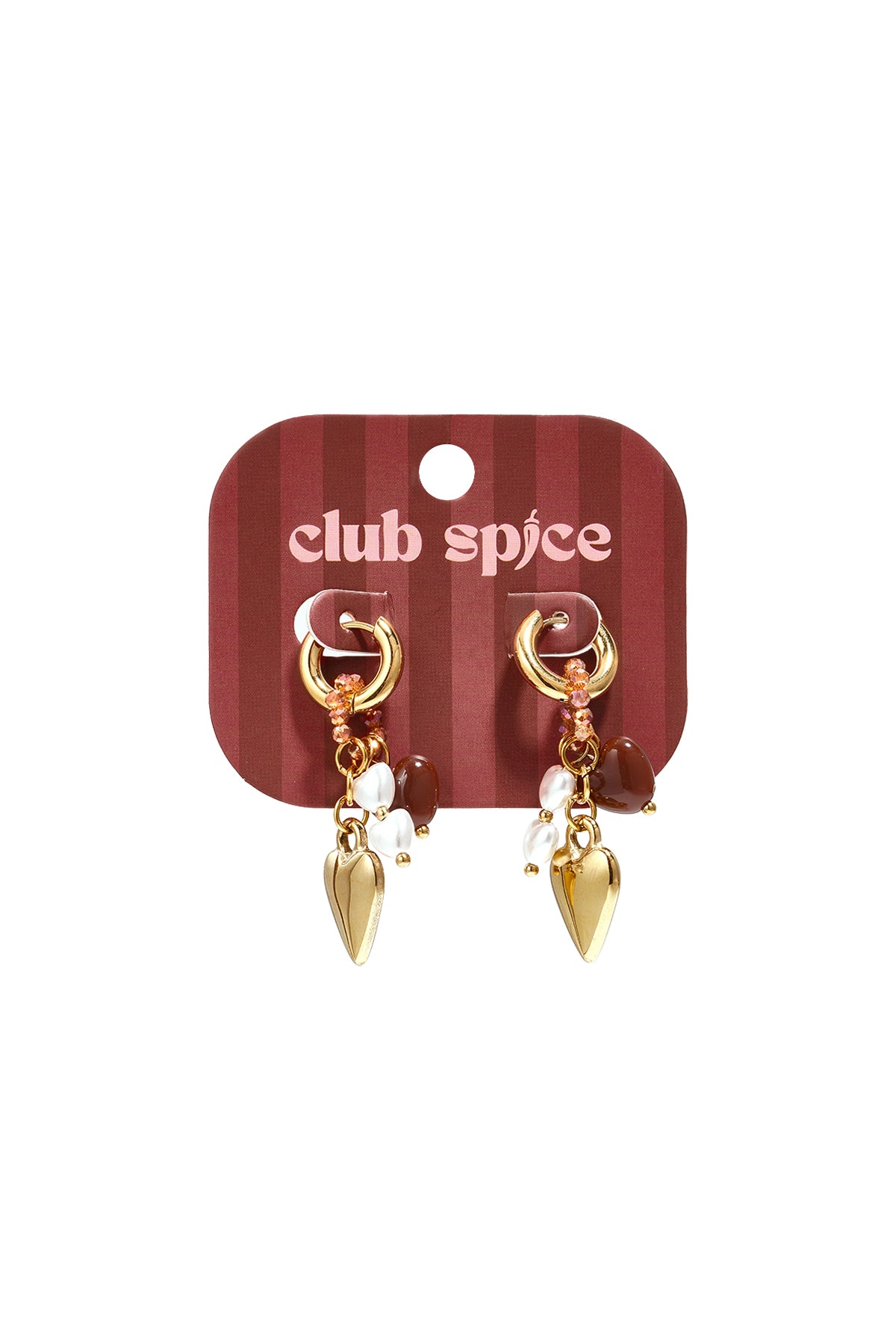 Herzförmige Ohrringe aus Edelstahlperlen, schlichte Alltags-Serie, Damenschmuck