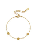 14 Karat vergoldete Edelstahl-Charm-Armbänder, Blumenmuster, schlichte Alltagsserie, Damenschmuck