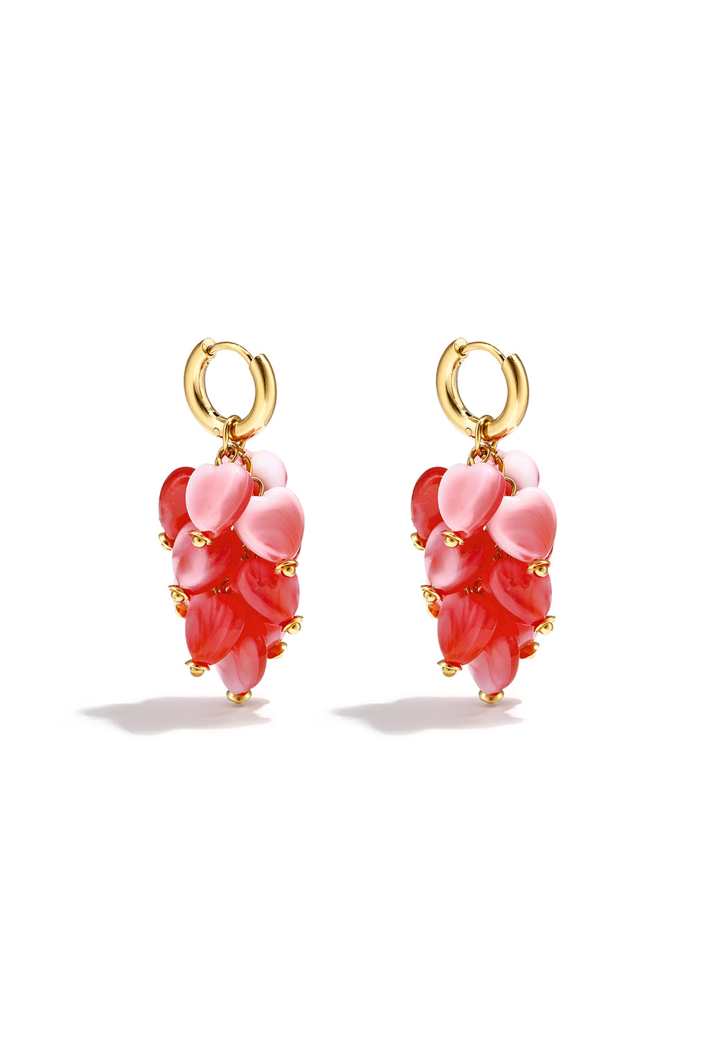 Herzförmige Ohrringe aus Edelstahlperlen, Urlaubs-/Strand-Design, schlichte Serie, Damenschmuck