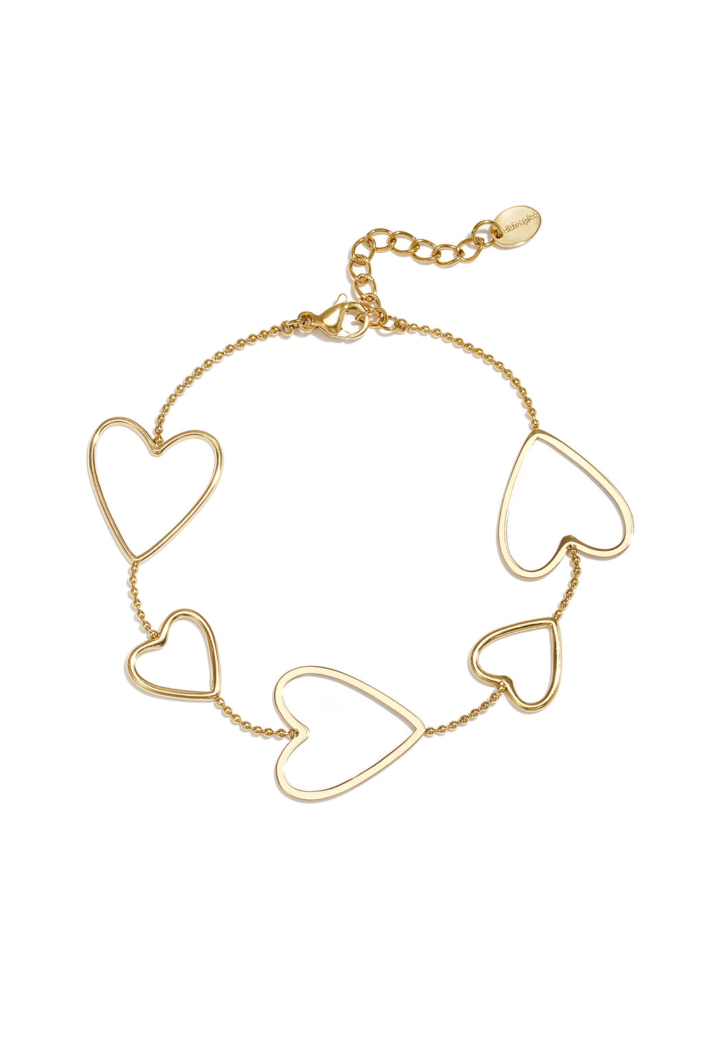 Charm-Armbänder aus 14-karätig vergoldetem Edelstahl mit Herzmotiv, schlichte Alltags-Serie, Damenschmuck