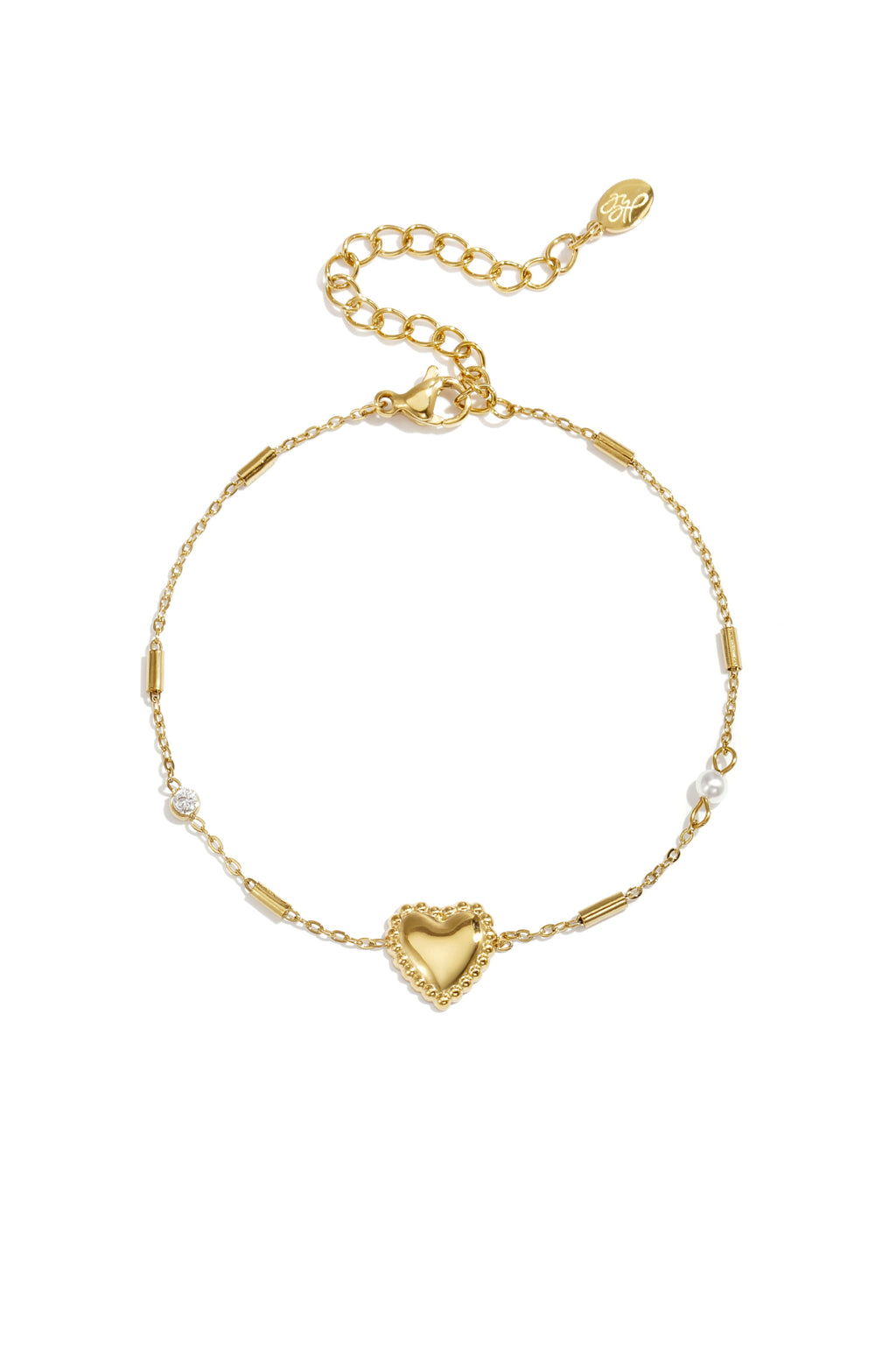 Armband mit Perle, Stein und auffälligem Herz