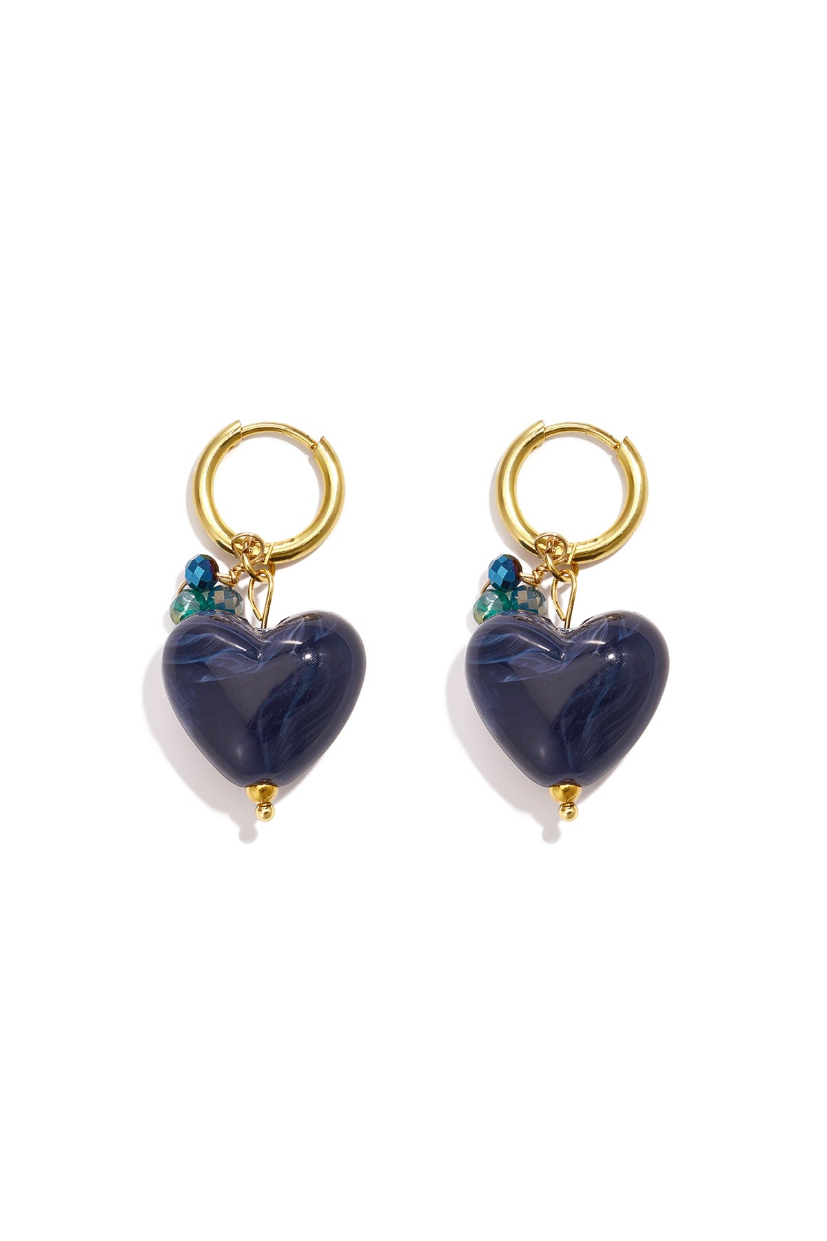 Herzförmige Ohrringe aus Edelstahlperlen, schlichte Alltags-Serie, Damenschmuck