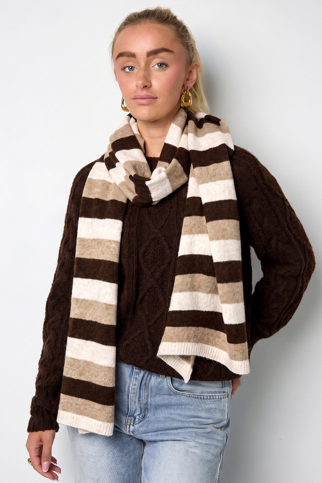 Winterschals, gestreift, schlicht, aus Polyester, Alltagsaccessoires