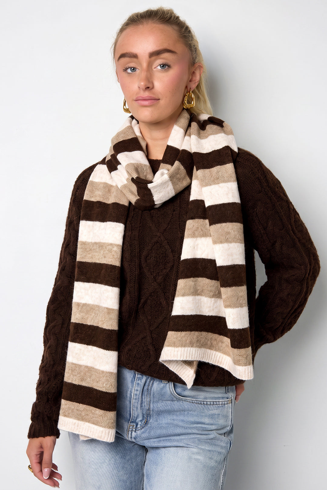Winterschals, gestreift, schlicht, aus Polyester, Alltagsaccessoires