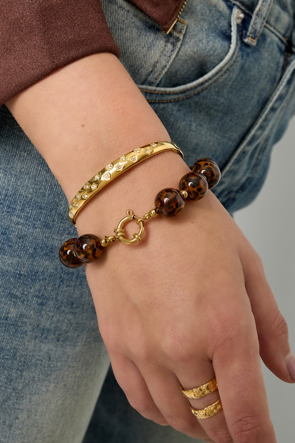 Edelstahl Armreifen Polka Dots Casual Täglich Einfache Serie frauen schmuck