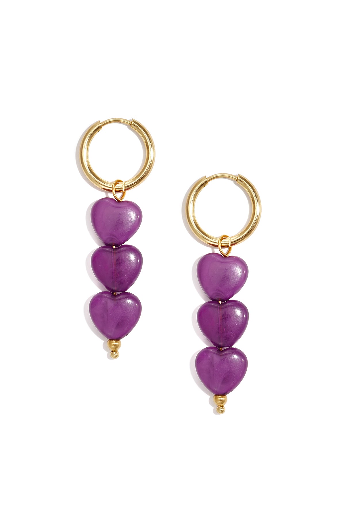 Herzförmige Ohrringe aus Edelstahlperlen, schlichte Alltags-Serie, Damenschmuck