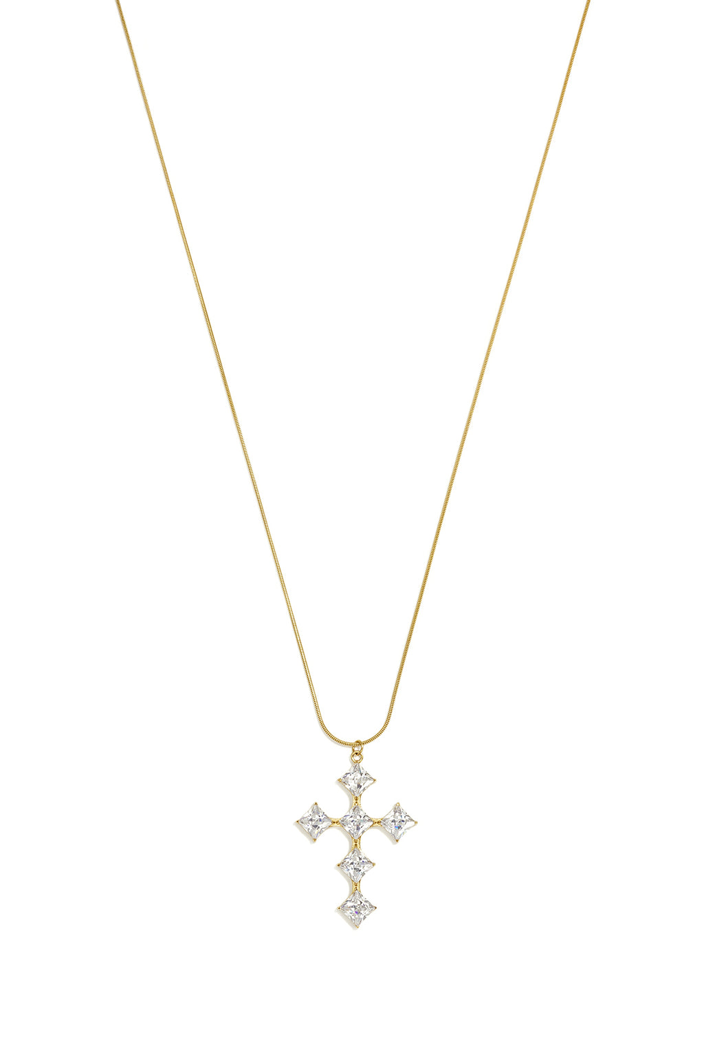 Lange Halskette aus Edelstahl, schlichtes Kreuz, Serie „Alltagsschmuck“, Damenschmuck