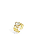 Edelstahl Edelstein Ringe Linien Casual Daily Simple Serie Damenschmuck