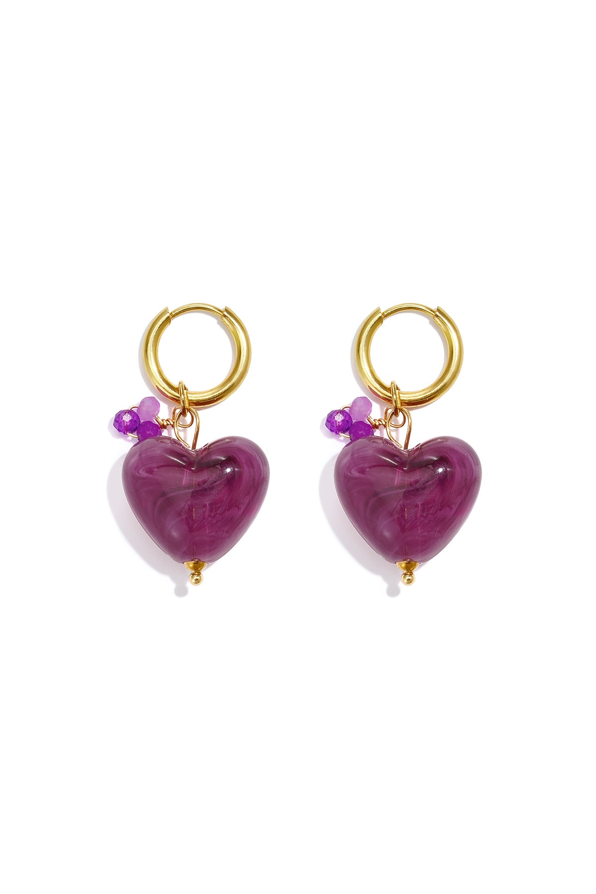 Herzförmige Ohrringe aus Edelstahlperlen, schlichte Alltags-Serie, Damenschmuck