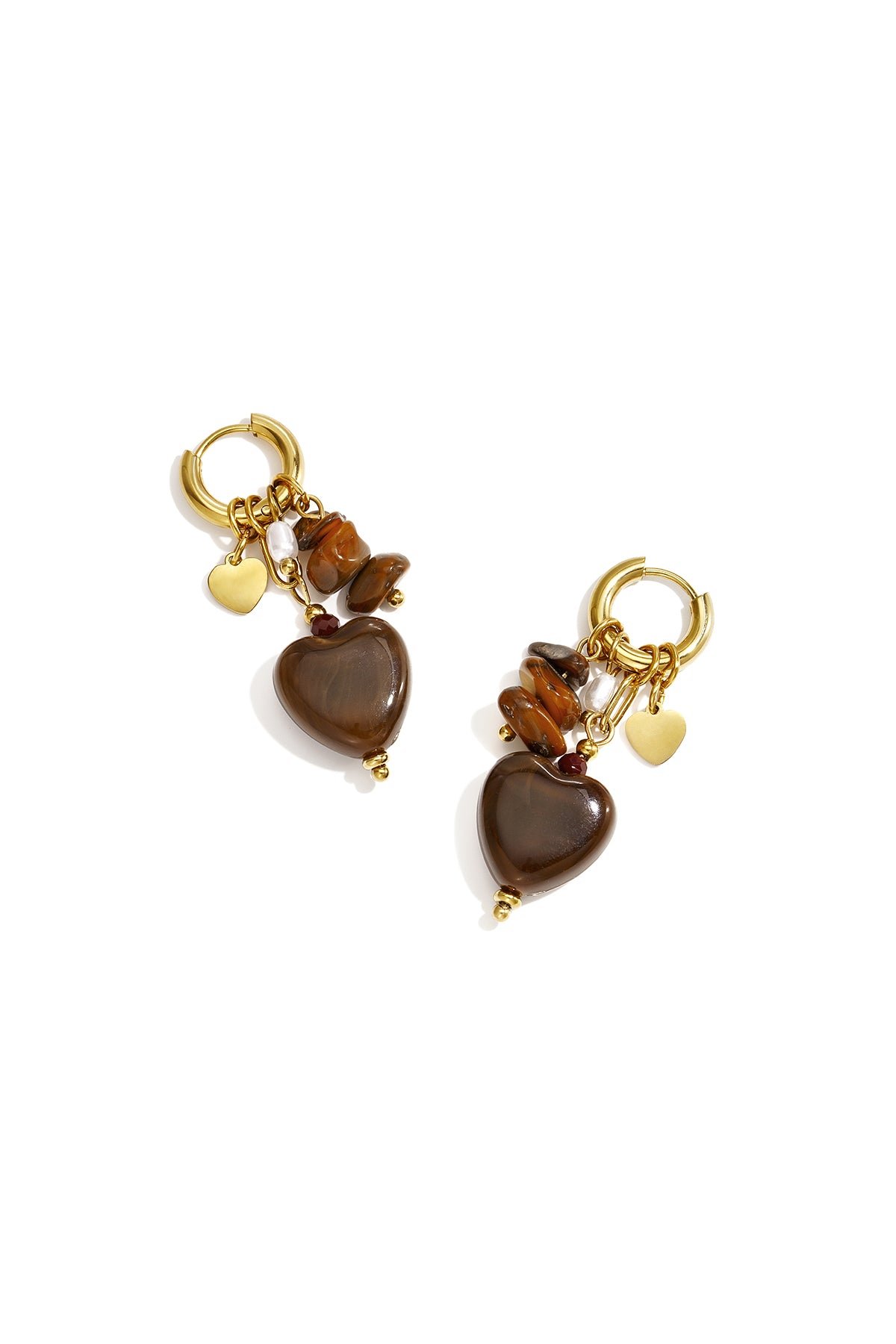 Herzförmige Ohrringe aus Edelstahlperlen, schlichte Alltags-Serie, Damenschmuck