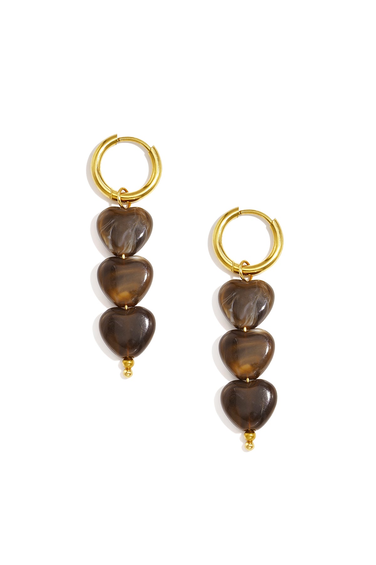 Herzförmige Ohrringe aus Edelstahlperlen, schlichte Alltags-Serie, Damenschmuck
