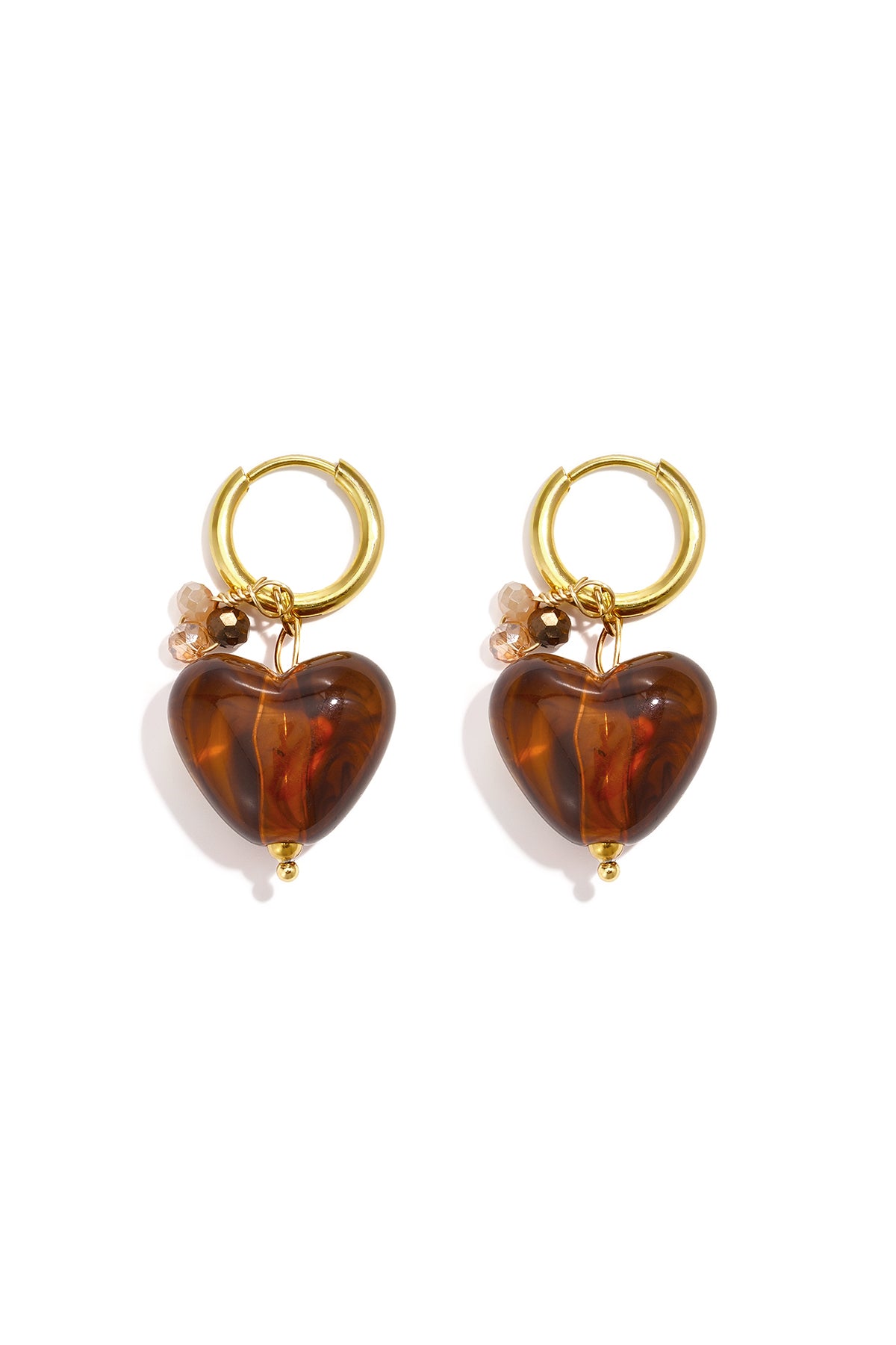 Herzförmige Ohrringe aus Edelstahlperlen, schlichte Alltags-Serie, Damenschmuck