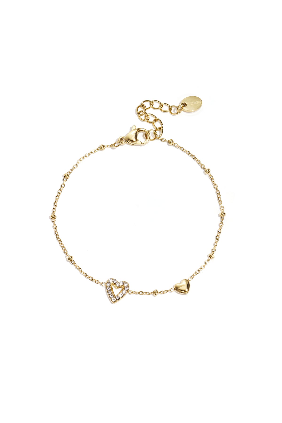 Armband mit Herzen, farbigen Steinen und Punkten