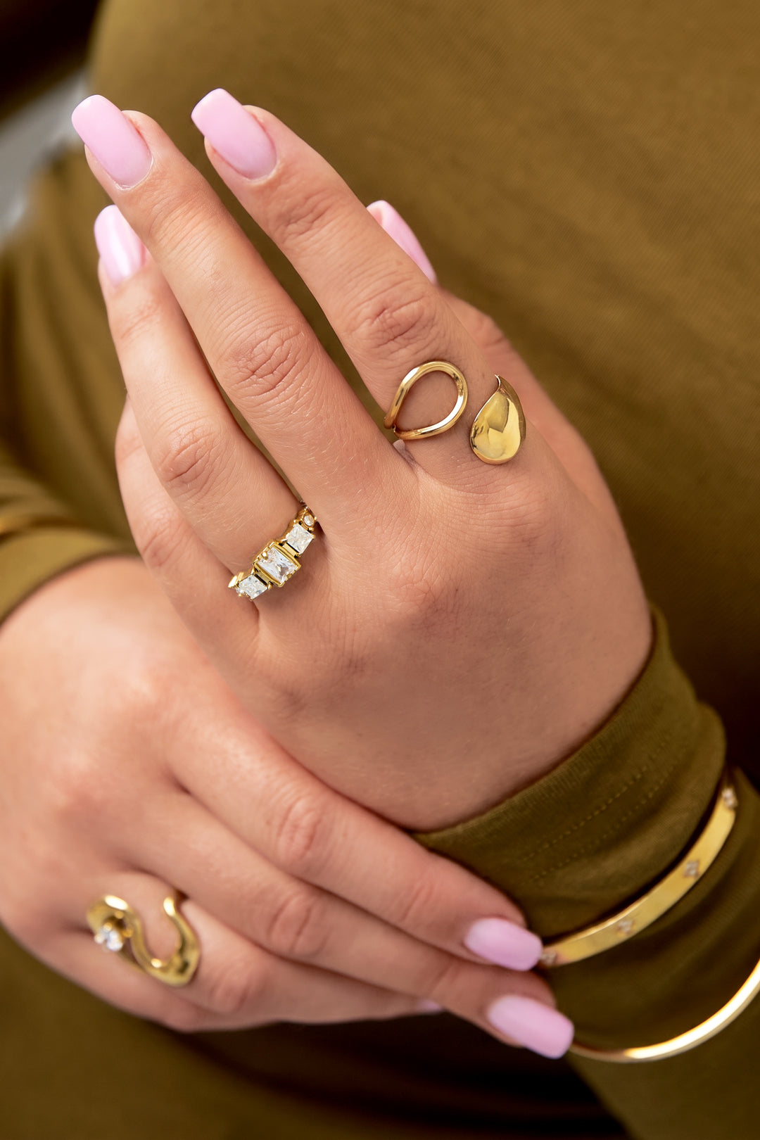 Minimalistische Ringe aus Edelstahl, geometrische Form, schlichte Alltags-Serie, Damenschmuck