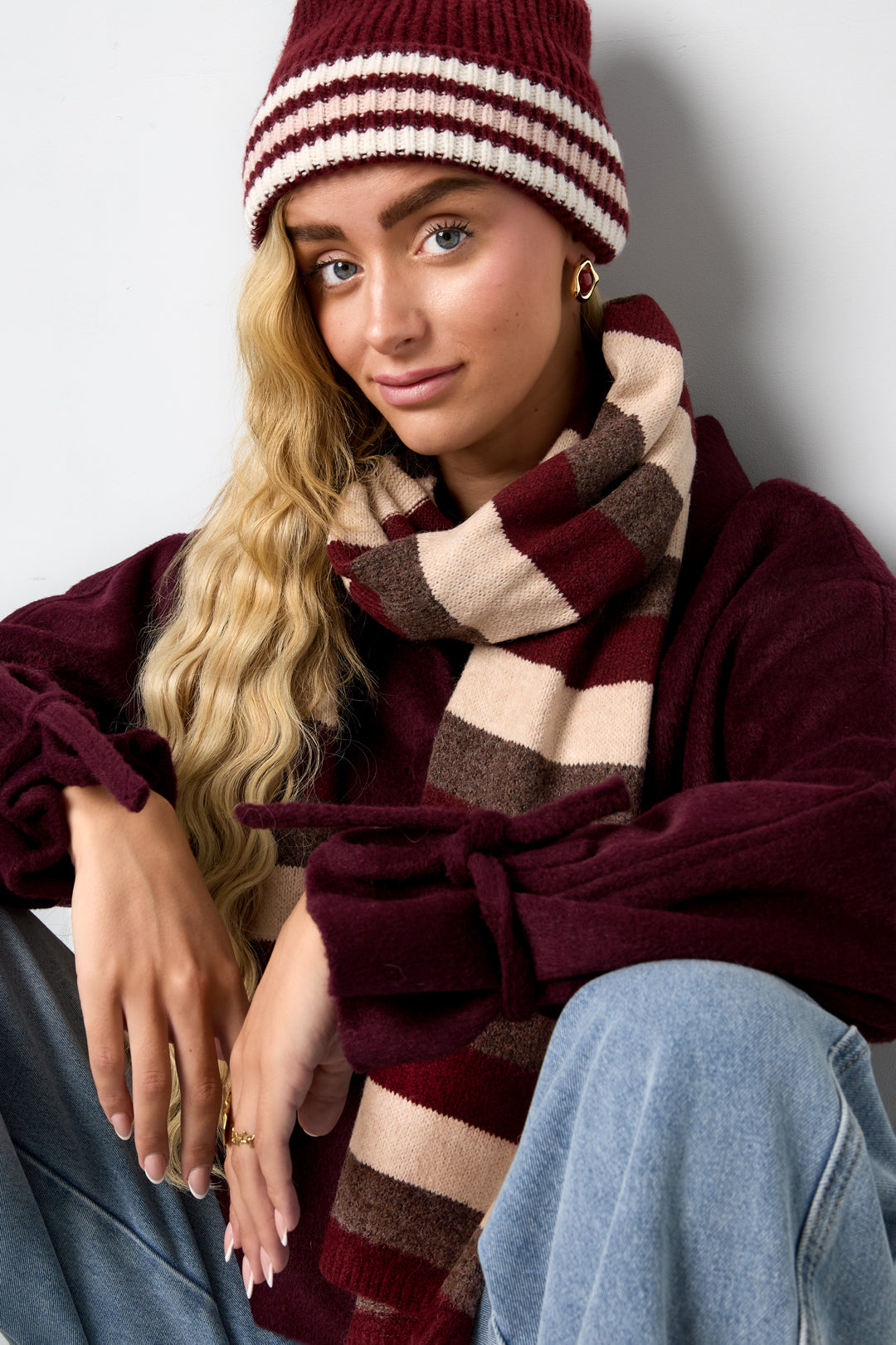 Winterschals, gestreift, schlicht, aus Polyester, Alltagsaccessoires