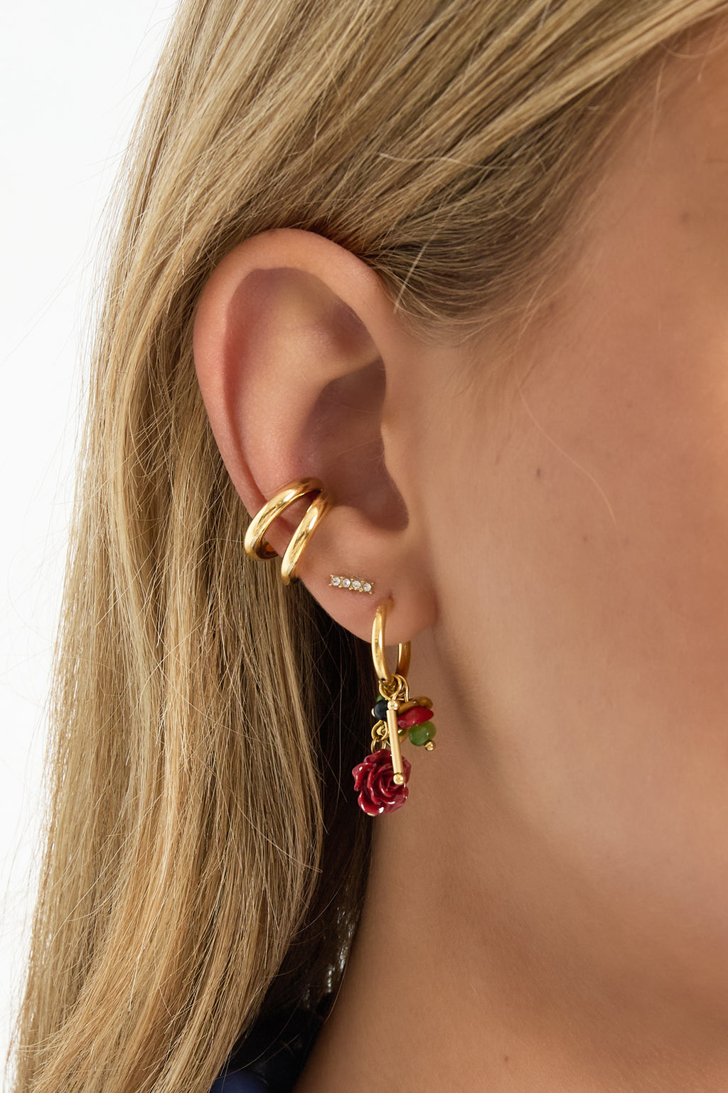 Edelstahl Tropfen Ohrringe Blume Casual Täglich Einfache Serie frauen schmuck