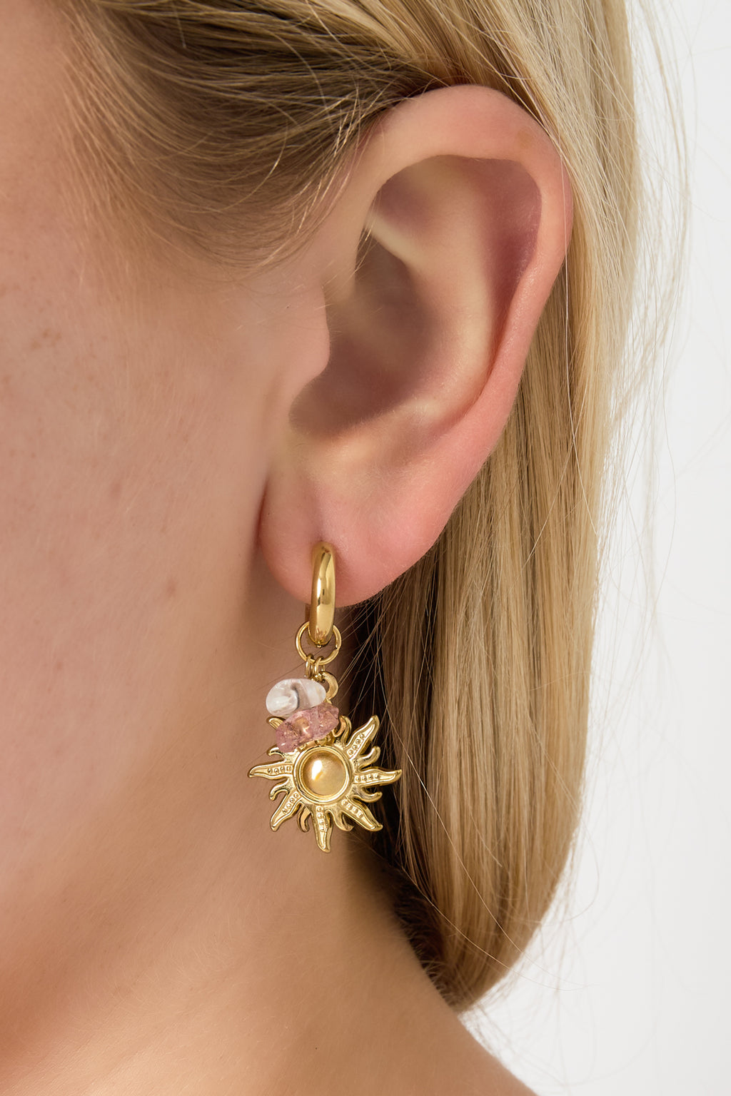 Edelstahl Tropfen Ohrringe Sonne/Mond Casual Täglich Einfache Serie frauen schmuck