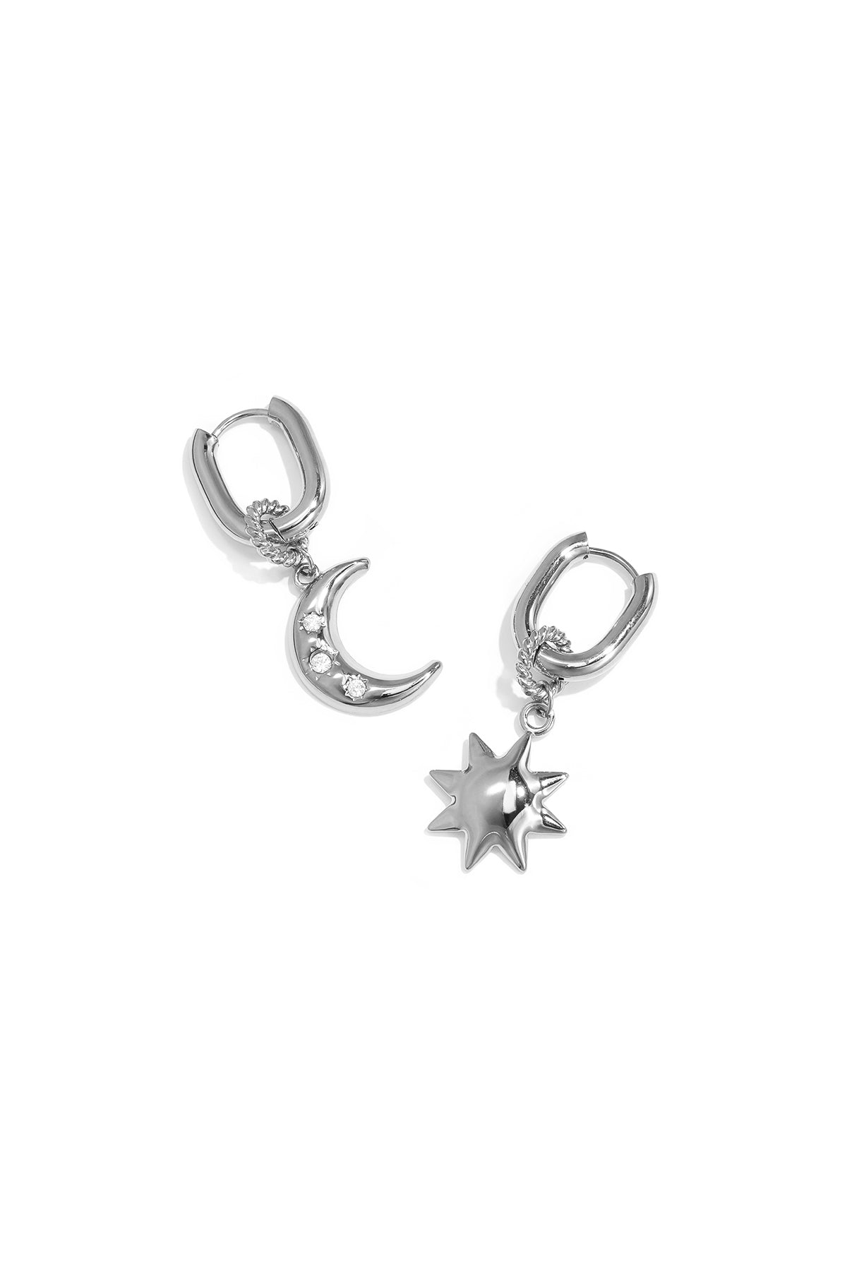 Squoval-Ohrringe mit Mond und Stern