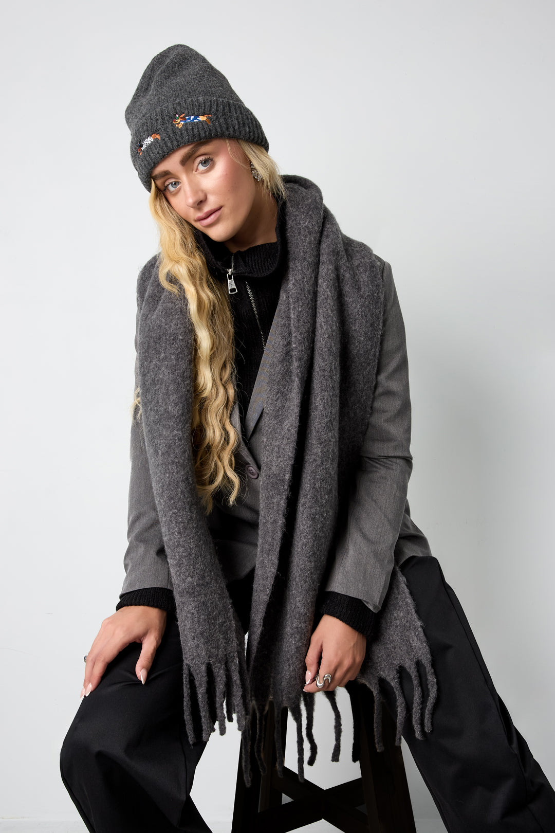 Winterschals, einfarbig, schlicht, aus Polyester, Alltagsaccessoires