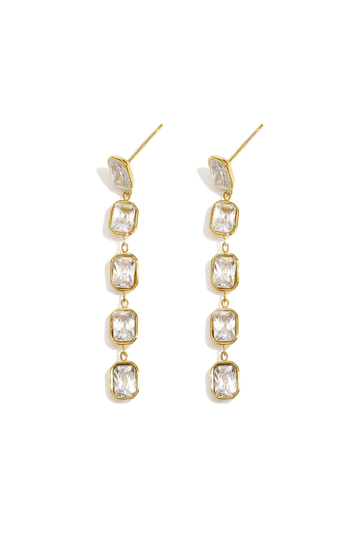 Elegante, geometrische Hängeohrringe aus Edelstahl für festliche Anlässe/Partys – Luxus-Schmuckserie für Damen