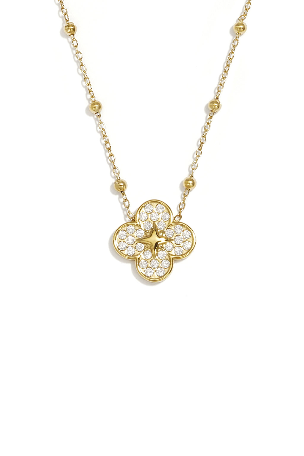 Halsketten mit Anhänger aus Edelstahl, Clover Simple Daily Simple Serie, Damenschmuck