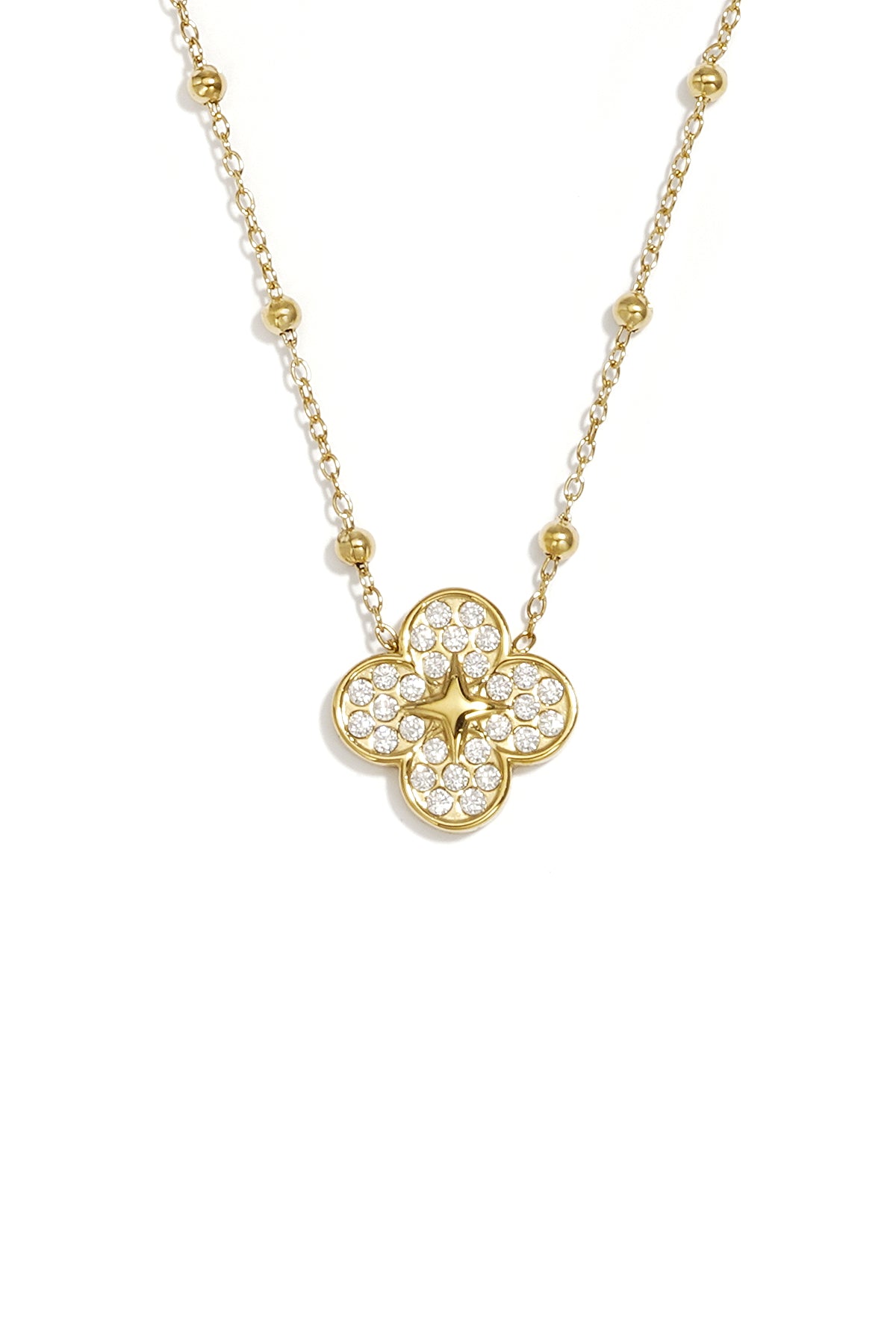 Halsketten mit Anhänger aus Edelstahl, Clover Simple Daily Simple Serie, Damenschmuck