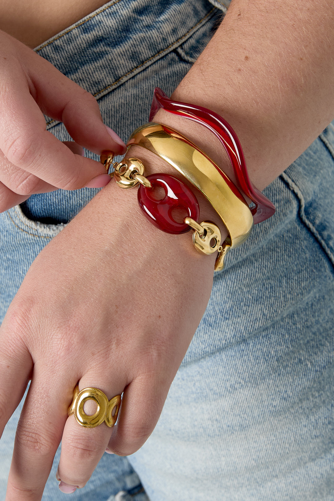 Edelstahl-Kettenarmbänder, geometrische Form, schlichte Alltagsserie, Damenschmuck